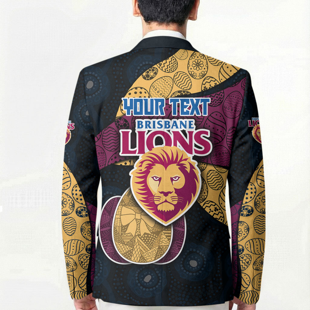 Personalized Brisbane Lions Football Blazer Easter Egg Pattern Maroon Gold Tribal Dot Art Style