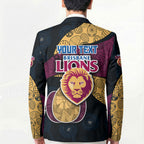 Personalized Brisbane Lions Football Blazer Easter Egg Pattern Maroon Gold Tribal Dot Art Style