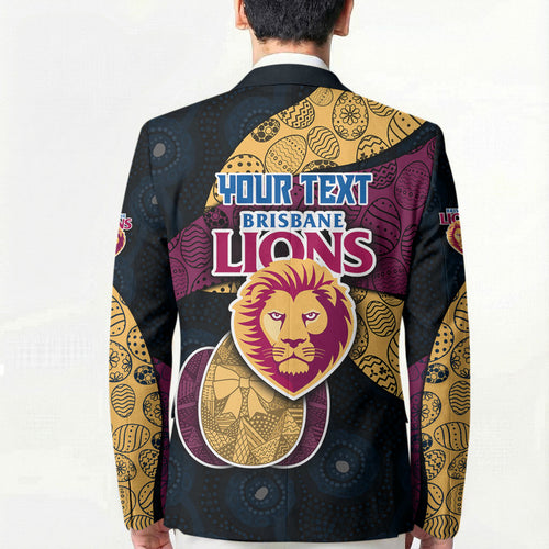 Personalized Brisbane Lions Football Blazer Easter Egg Pattern Maroon Gold Tribal Dot Art Style