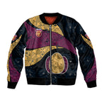 Personalized Brisbane Lions Football Bomber Jacket Easter Egg Pattern Maroon Gold Tribal Dot Art Style