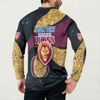 Personalized Brisbane Lions Football Button Sweatshirt Easter Egg Pattern Maroon Gold Tribal Dot Art Style