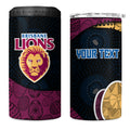 Personalized Brisbane Lions Football 4 in 1 Can Cooler Tumbler Easter Egg Pattern Maroon Gold Tribal Dot Art Style