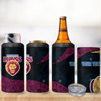 Personalized Brisbane Lions Football 4 in 1 Can Cooler Tumbler Easter Egg Pattern Maroon Gold Tribal Dot Art Style