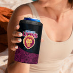 Personalized Brisbane Lions Football 4 in 1 Can Cooler Tumbler Easter Egg Pattern Maroon Gold Tribal Dot Art Style