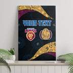 Personalized Brisbane Lions Football Canvas Wall Art Easter Egg Pattern Maroon Gold Tribal Dot Art Style