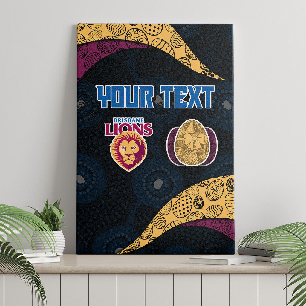 Personalized Brisbane Lions Football Canvas Wall Art Easter Egg Pattern Maroon Gold Tribal Dot Art Style