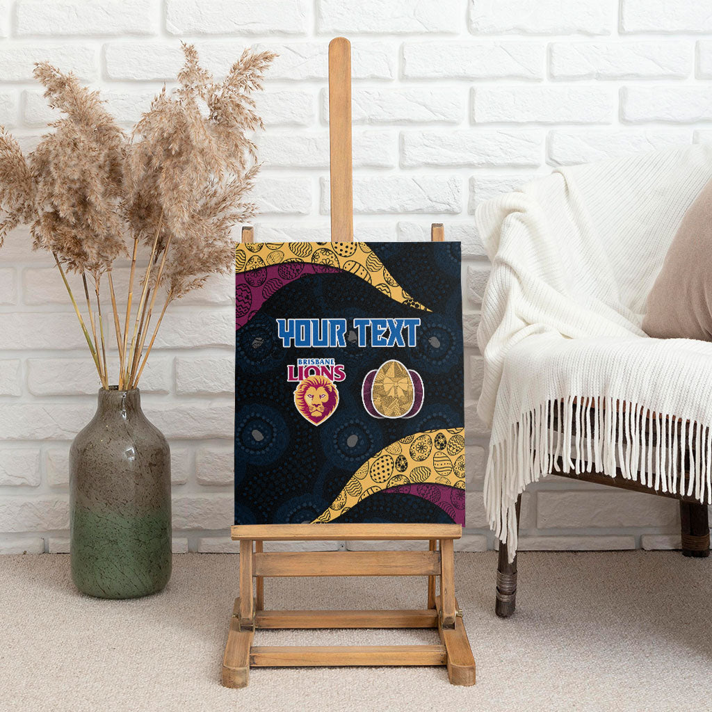 Personalized Brisbane Lions Football Canvas Wall Art Easter Egg Pattern Maroon Gold Tribal Dot Art Style