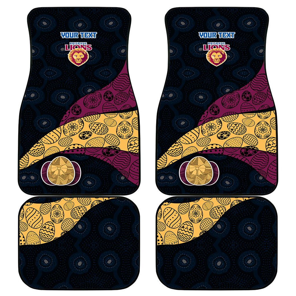 Personalized Brisbane Lions Football Car Mats Easter Egg Pattern Maroon Gold Tribal Dot Art Style