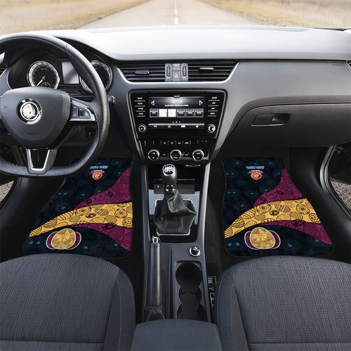Personalized Brisbane Lions Football Car Mats Easter Egg Pattern Maroon Gold Tribal Dot Art Style