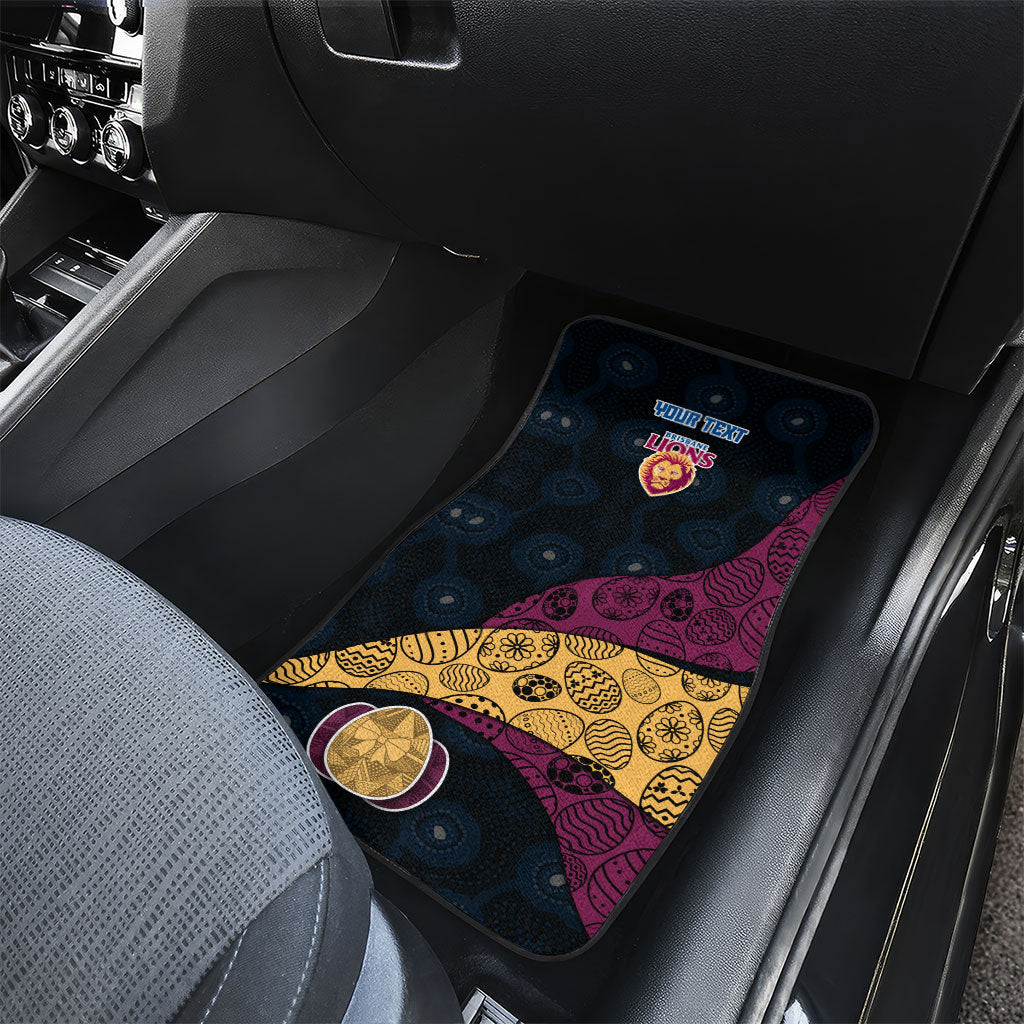 Personalized Brisbane Lions Football Car Mats Easter Egg Pattern Maroon Gold Tribal Dot Art Style