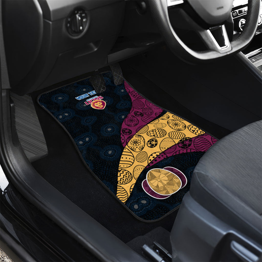 Personalized Brisbane Lions Football Car Mats Easter Egg Pattern Maroon Gold Tribal Dot Art Style