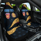 Personalized Brisbane Lions Football Car Seat Cover Easter Egg Pattern Maroon Gold Tribal Dot Art Style