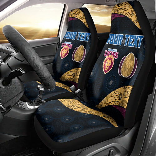 Personalized Brisbane Lions Football Car Seat Cover Easter Egg Pattern Maroon Gold Tribal Dot Art Style