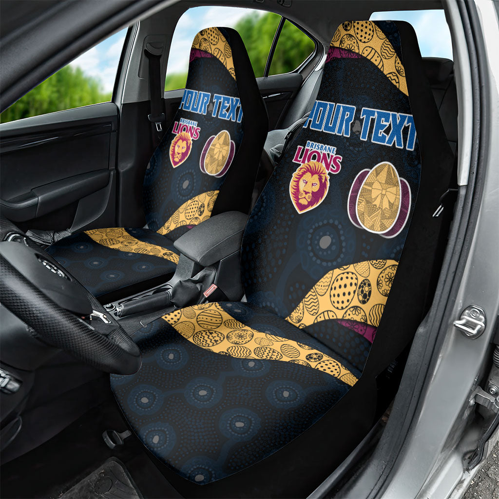 Personalized Brisbane Lions Football Car Seat Cover Easter Egg Pattern Maroon Gold Tribal Dot Art Style