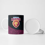 Personalized Brisbane Lions Football Ceramic Mug Easter Egg Pattern Maroon Gold Tribal Dot Art Style