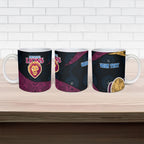 Personalized Brisbane Lions Football Ceramic Mug Easter Egg Pattern Maroon Gold Tribal Dot Art Style