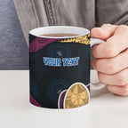 Personalized Brisbane Lions Football Ceramic Mug Easter Egg Pattern Maroon Gold Tribal Dot Art Style