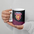 Personalized Brisbane Lions Football Ceramic Mug Easter Egg Pattern Maroon Gold Tribal Dot Art Style