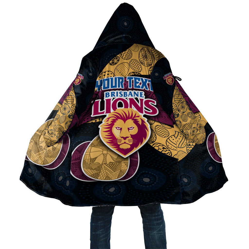 Personalized Brisbane Lions Football Cloak Easter Egg Pattern Maroon Gold Tribal Dot Art Style