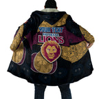 Personalized Brisbane Lions Football Cloak Easter Egg Pattern Maroon Gold Tribal Dot Art Style