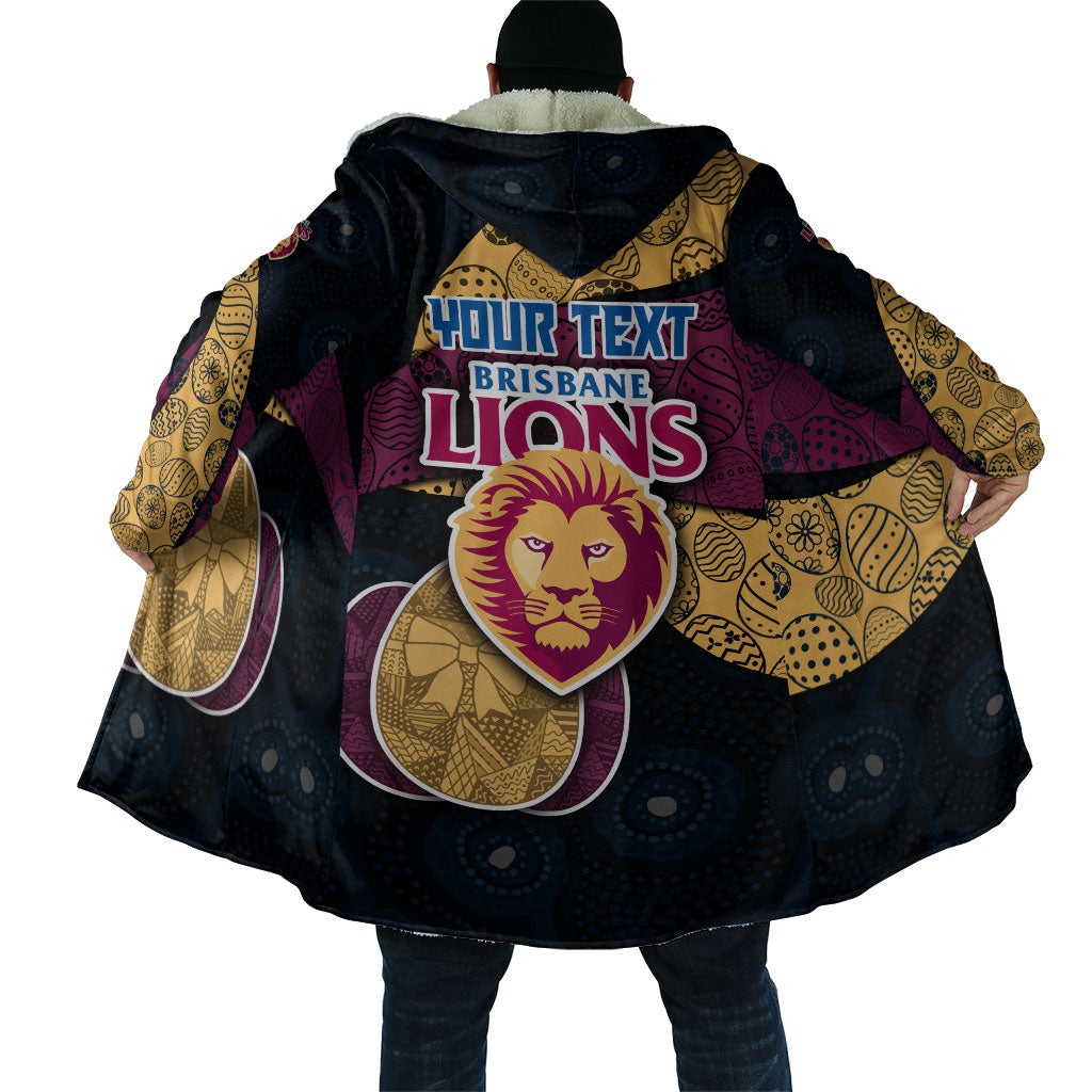 Personalized Brisbane Lions Football Cloak Easter Egg Pattern Maroon Gold Tribal Dot Art Style