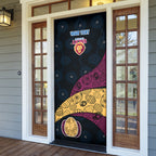 Personalized Brisbane Lions Football Door Cover Easter Egg Pattern Maroon Gold Tribal Dot Art Style