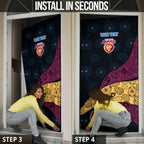 Personalized Brisbane Lions Football Door Cover Easter Egg Pattern Maroon Gold Tribal Dot Art Style
