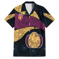Personalized Brisbane Lions Football Family Matching Summer Maxi Dress and Hawaiian Shirt Easter Egg Pattern Maroon Gold Tribal Dot Art Style