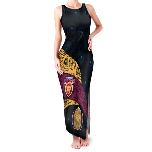 Personalized Brisbane Lions Football Family Matching Tank Maxi Dress and Hawaiian Shirt Easter Egg Pattern Maroon Gold Tribal Dot Art Style