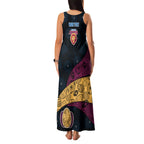 Personalized Brisbane Lions Football Family Matching Tank Maxi Dress and Hawaiian Shirt Easter Egg Pattern Maroon Gold Tribal Dot Art Style