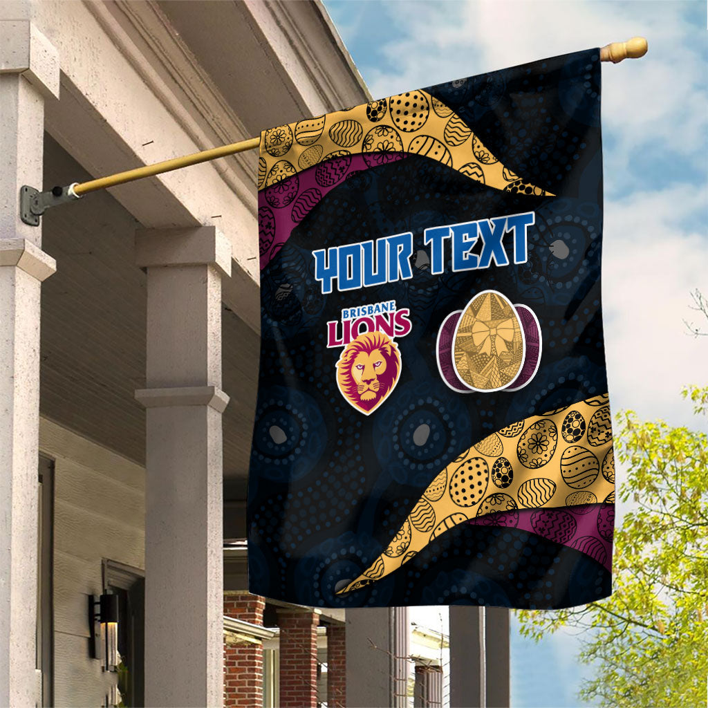 Personalized Brisbane Lions Football Garden Flag Easter Egg Pattern Maroon Gold Tribal Dot Art Style