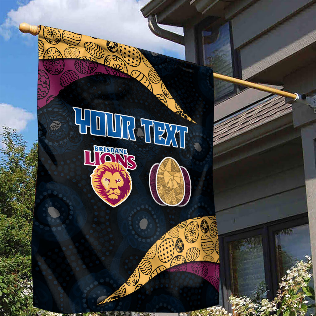 Personalized Brisbane Lions Football Garden Flag Easter Egg Pattern Maroon Gold Tribal Dot Art Style
