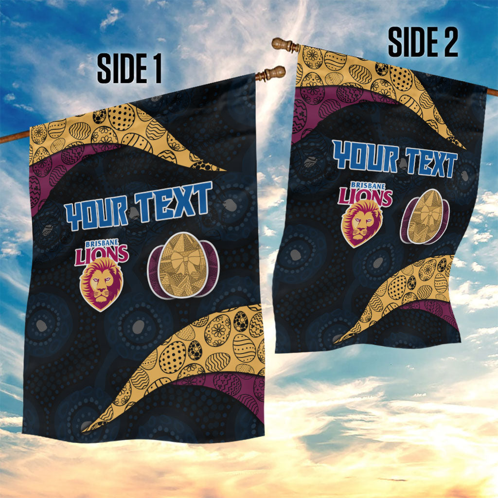 Personalized Brisbane Lions Football Garden Flag Easter Egg Pattern Maroon Gold Tribal Dot Art Style