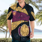 Personalized Brisbane Lions Football Hawaiian Shirt Easter Egg Pattern Maroon Gold Tribal Dot Art Style
