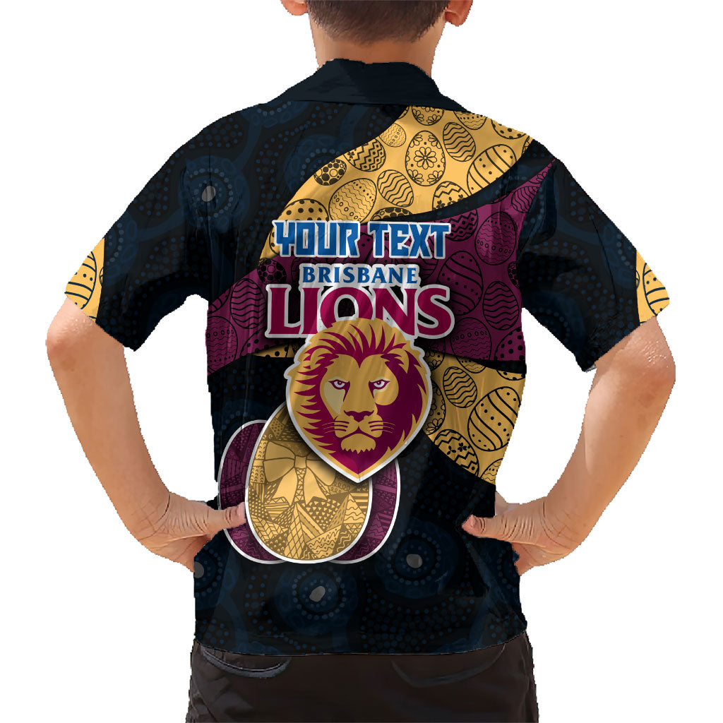 Personalized Brisbane Lions Football Hawaiian Shirt Easter Egg Pattern Maroon Gold Tribal Dot Art Style