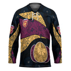 Personalized Brisbane Lions Football Hockey Jersey Easter Egg Pattern Maroon Gold Tribal Dot Art Style