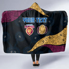 Personalized Brisbane Lions Football Hooded Blanket Easter Egg Pattern Maroon Gold Tribal Dot Art Style