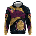 Personalized Brisbane Lions Football Hoodie Easter Egg Pattern Maroon Gold Tribal Dot Art Style
