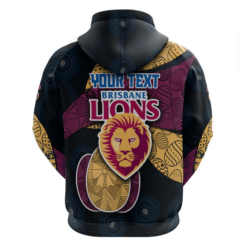 Personalized Brisbane Lions Football Hoodie Easter Egg Pattern Maroon Gold Tribal Dot Art Style