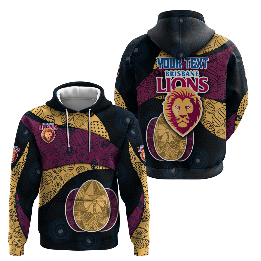 Personalized Brisbane Lions Football Hoodie Easter Egg Pattern Maroon Gold Tribal Dot Art Style