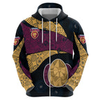 Personalized Brisbane Lions Football Hoodie Easter Egg Pattern Maroon Gold Tribal Dot Art Style