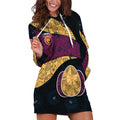 Personalized Brisbane Lions Football Hoodie Dress Easter Egg Pattern Maroon Gold Tribal Dot Art Style