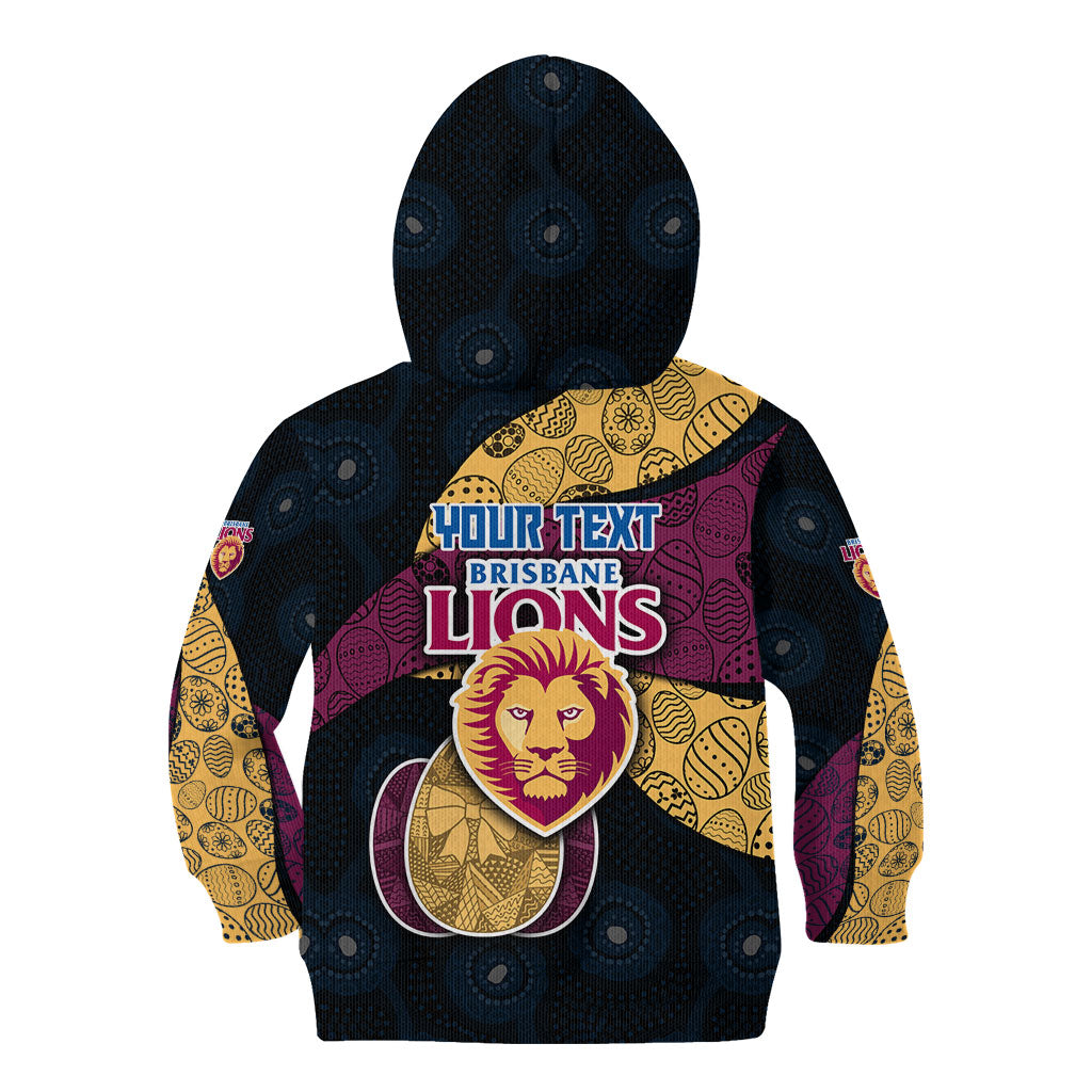 Personalized Brisbane Lions Football Kid Hoodie Easter Egg Pattern Maroon Gold Tribal Dot Art Style