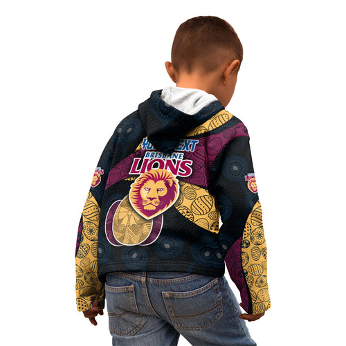 Personalized Brisbane Lions Football Kid Hoodie Easter Egg Pattern Maroon Gold Tribal Dot Art Style