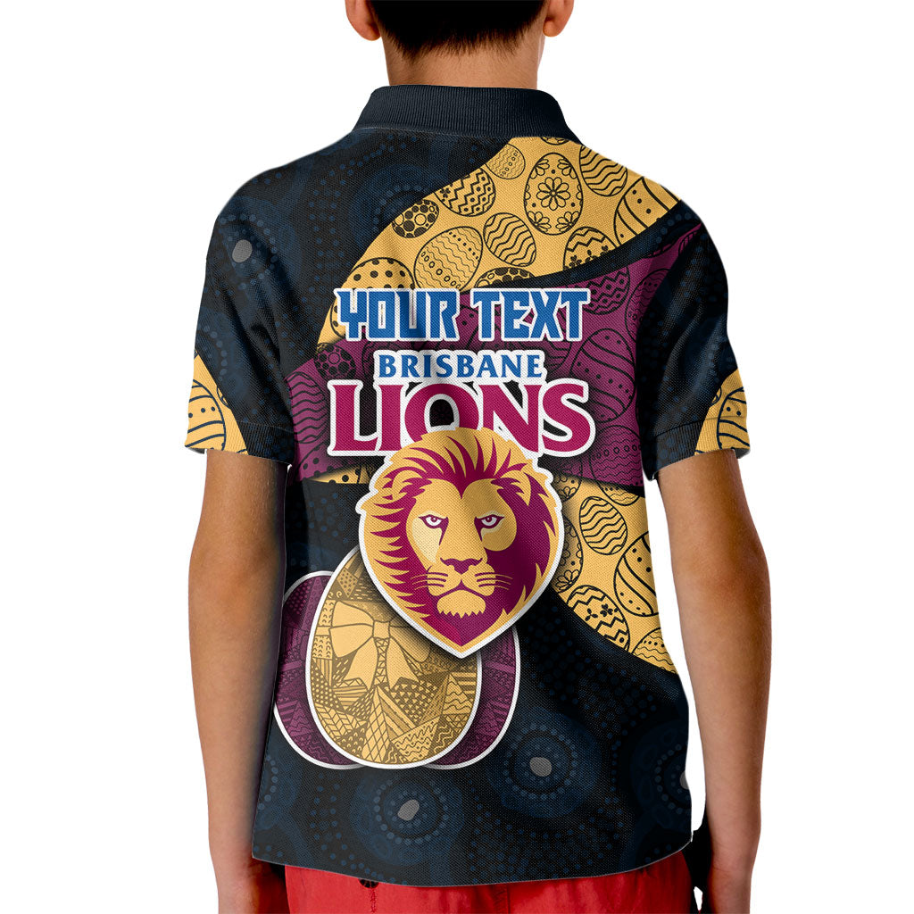 Personalized Brisbane Lions Football Kid Polo Shirt Easter Egg Pattern Maroon Gold Tribal Dot Art Style