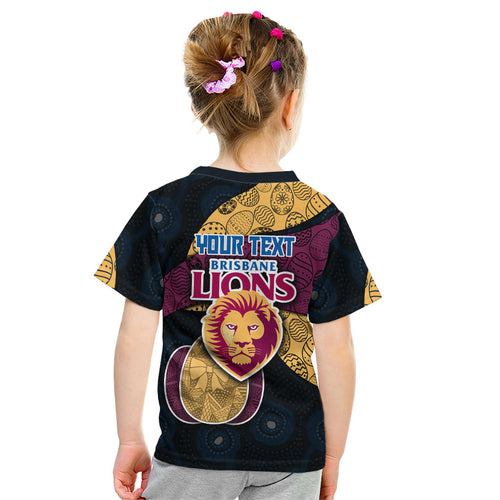 Personalized Brisbane Lions Football Kid T Shirt Easter Egg Pattern Maroon Gold Tribal Dot Art Style