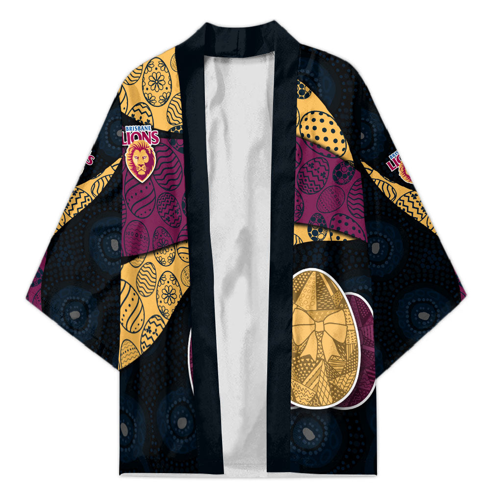 Personalized Brisbane Lions Football Kimono Easter Egg Pattern Maroon Gold Tribal Dot Art Style