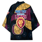 Personalized Brisbane Lions Football Kimono Easter Egg Pattern Maroon Gold Tribal Dot Art Style