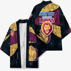 Personalized Brisbane Lions Football Kimono Easter Egg Pattern Maroon Gold Tribal Dot Art Style