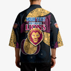 Personalized Brisbane Lions Football Kimono Easter Egg Pattern Maroon Gold Tribal Dot Art Style